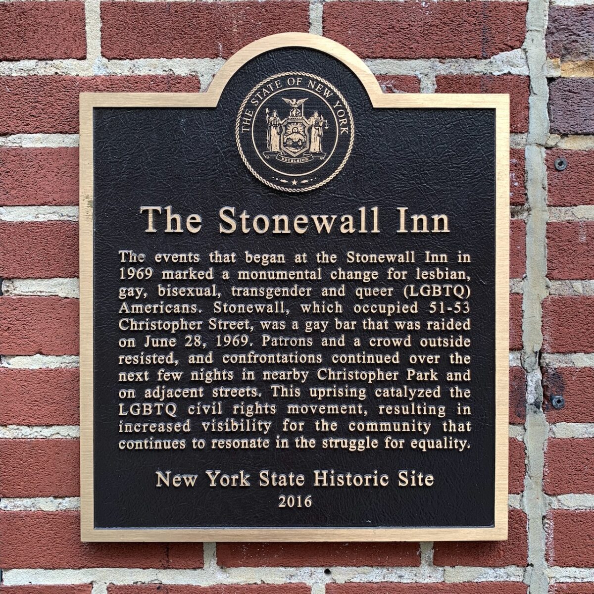 Historical marker at the Stonewall Inn